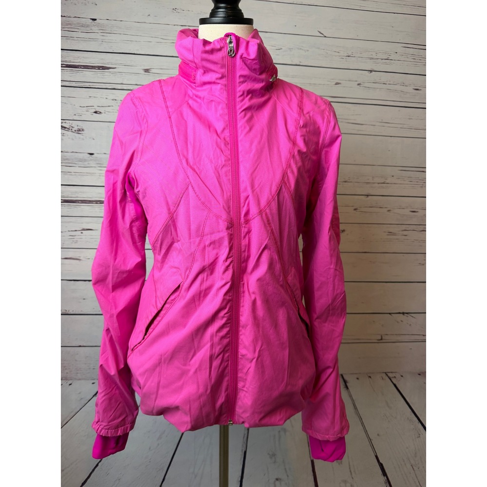 Lululemon Windbreaker Jacket 6 Pink Pleated Back Full Zip Run Hustle Barbiecore
